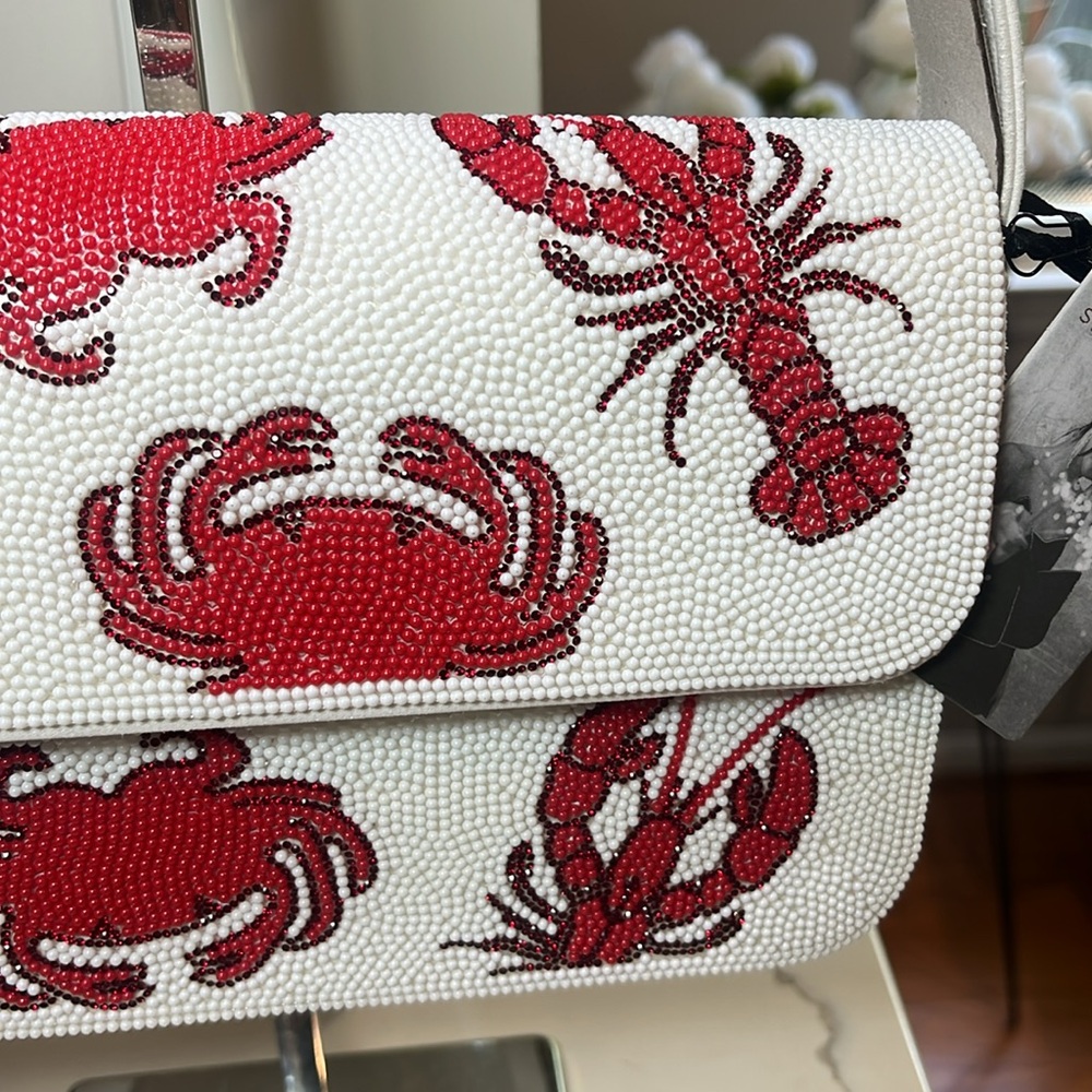 Sincerly Jules Beaded Crab Purse Shoulder Bag with Red Crab NWT - Picture 5 of 13
